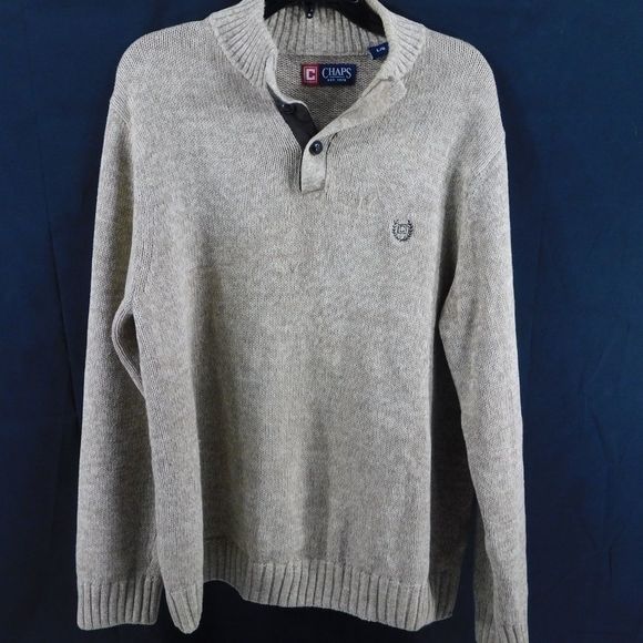 CHAPS Tan 100% cotton with elbow patches Size L - Picture 3 of 5